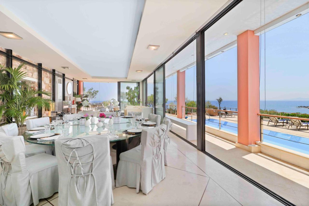 Black Diamond Beachfront Pool Villa Pasithea In Sounio, Athens Kap Kap Sounion Exterior foto