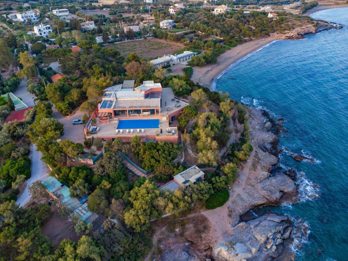 Black Diamond Beachfront Pool Villa Pasithea In Sounio, Athens Kap Kap Sounion Exterior foto