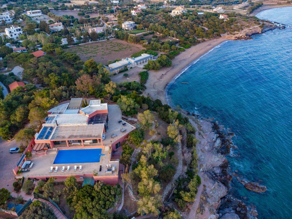 Black Diamond Beachfront Pool Villa Pasithea In Sounio, Athens Kap Kap Sounion Exterior foto