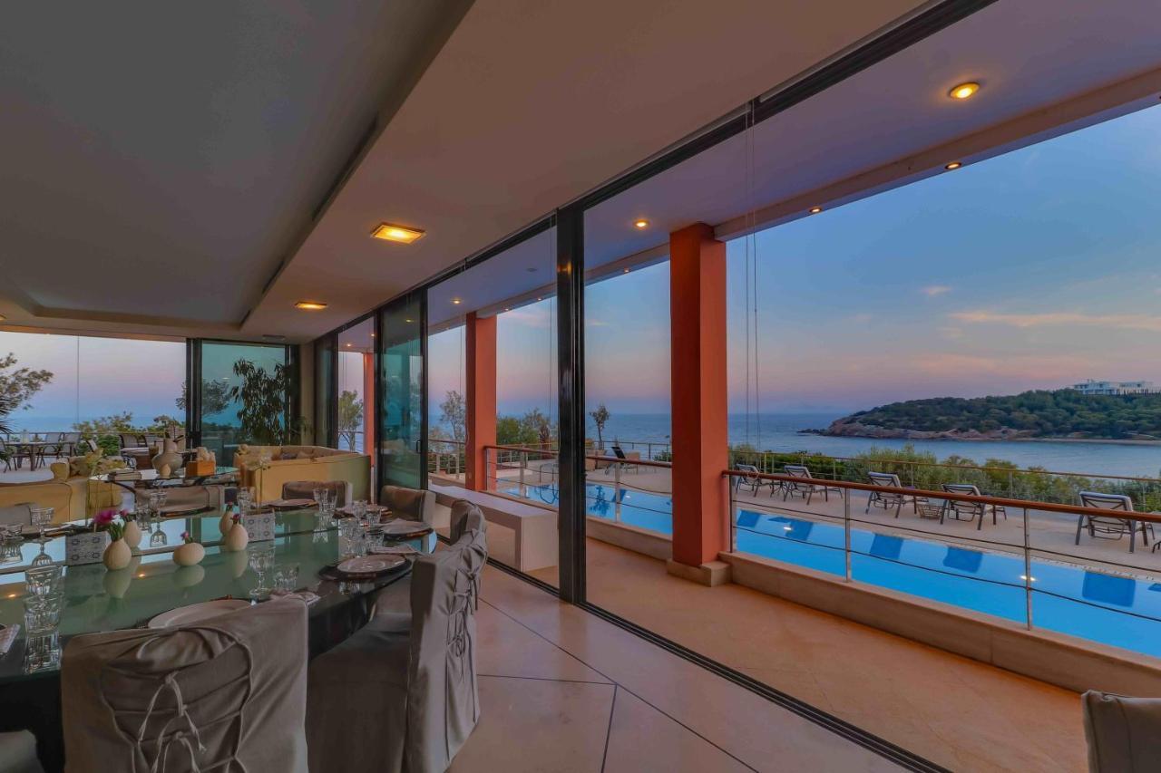 Black Diamond Beachfront Pool Villa Pasithea In Sounio, Athens Kap Kap Sounion Exterior foto